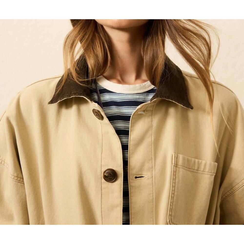 NEW FAHERTY sunwashed canvas barn jacket in sandy khaki - Picture 3 of 6